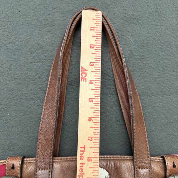 Fossil Red & Brown Key-Per Quilted Handbag Leather Accents - Picture 5 of 7